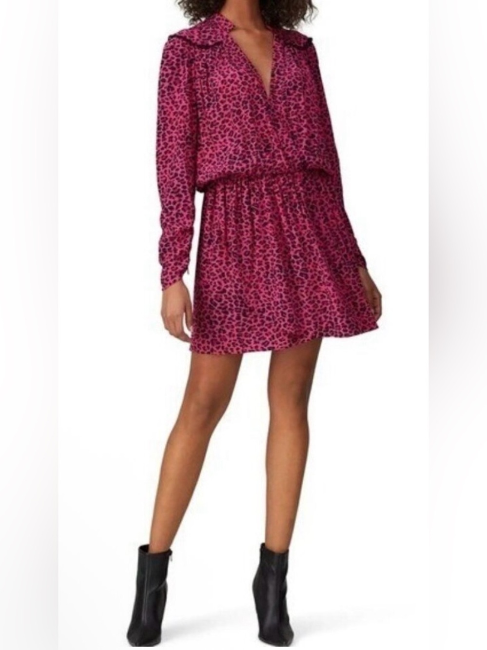 Zadig & Voltaire Reveal Leopard Print Mini Dress Pink Size XS EUC